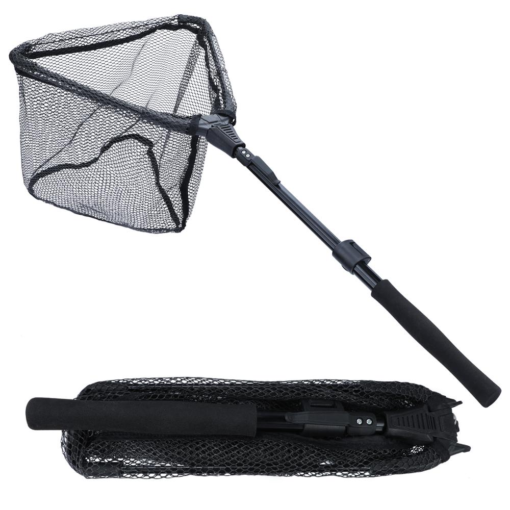 Sougayilang Fishing Net 70/95/120cm Retractable Aluminum Alloy Fishing Net Telescoping Foldable Landing Net for Fly Fishing: Black 95cm