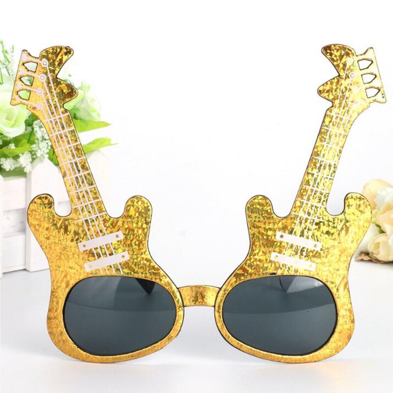 Rock Gitaar Bril Grappige Zonnebril Kids Volwassenen Bar KTV Eyewear Verjaardag Dance Party Gunsten: Goud