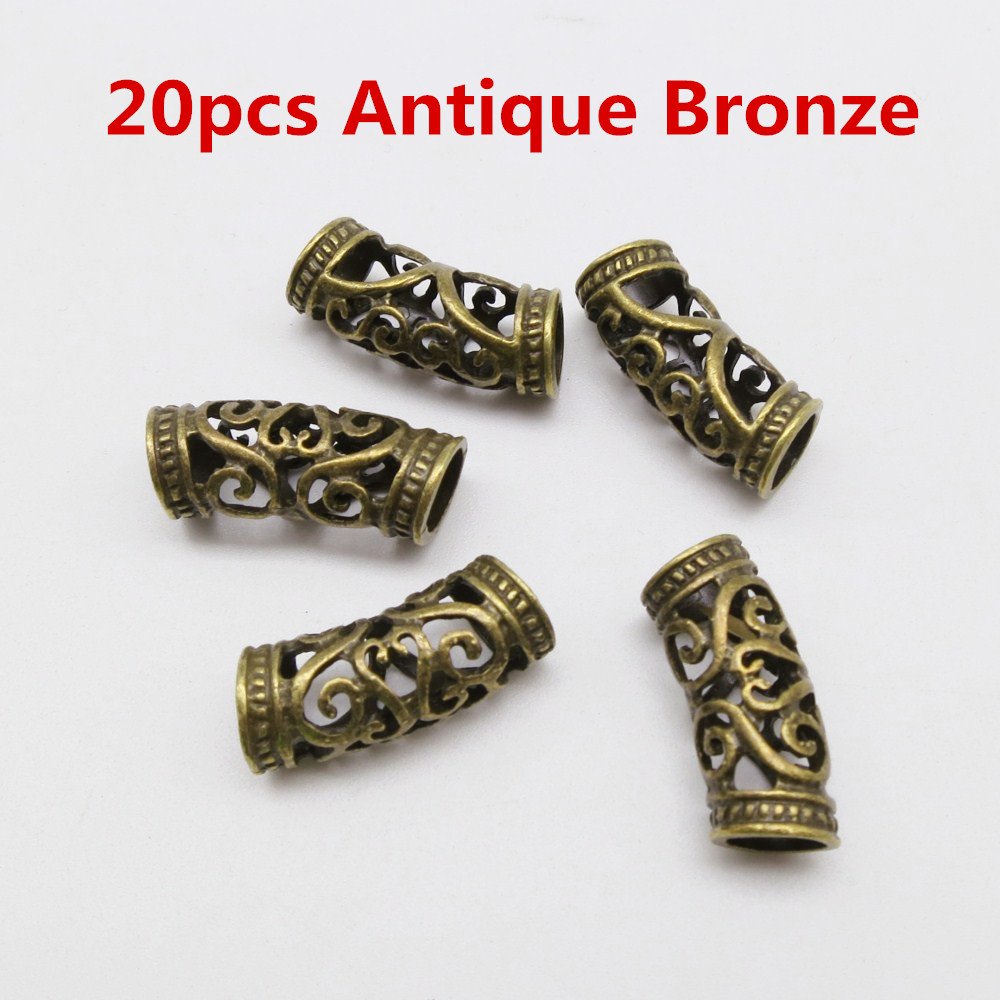 5 st -20 st silver / guld / brons viking hår flätat skägg dreadlock pärlor rörringar ca 7mm inre hål för hår tillbehör: 20 st antik brons