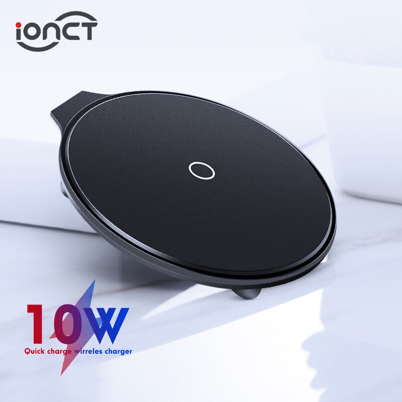 iONCT 10W Fast Wireless Charger for iPhone 11 pro X XR XS qi wirless Charging for Samsung phone USB charger wireless leather pad: 10W Matte black