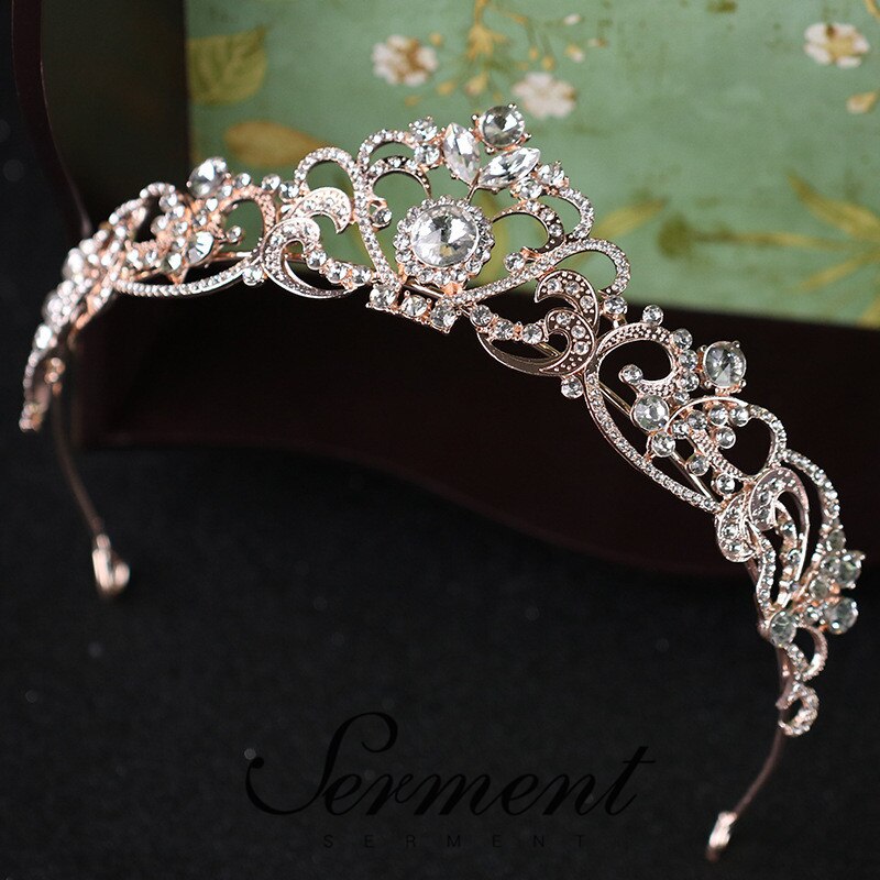 Serment prinsesse bryllup brudepige tiara krone piger krystal zirkon smykker hår tilbehør brud fødselsdag krone