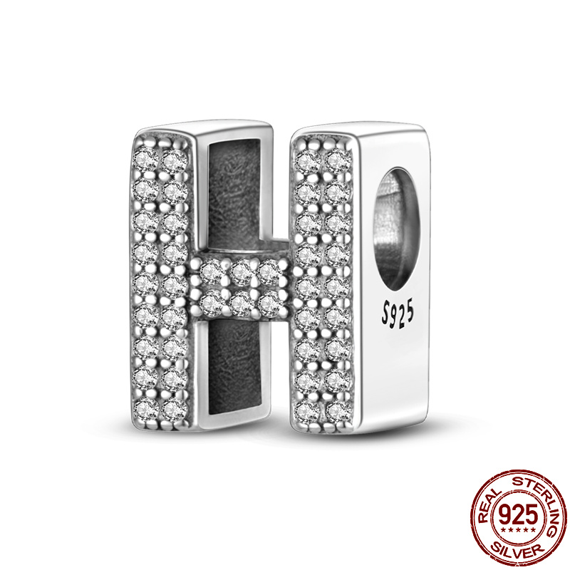26 A-Z Alphabet perles 925 en argent Sterling lettre d'amour breloque ajustement Original Pandach bracelet à breloques Bracelet CZ Zircon perle bijoux: YELLOW