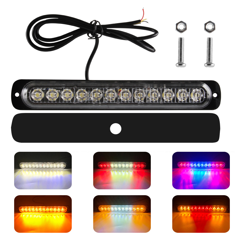 12 LED-Blitzwarnleuchte, weiß, verrotten, blau, LED-Seitenlicht, Rücklicht, 18 Blinkmodi für Auto, LKW, Licht, Polizeilichter, 12 V, 24 V