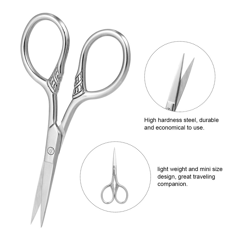 Tesoura de barbear em aço inoxidável, aparador de barba, mini tamanho, corte de sobrancelha, batedor, tesoura para barbeiro, uso doméstico