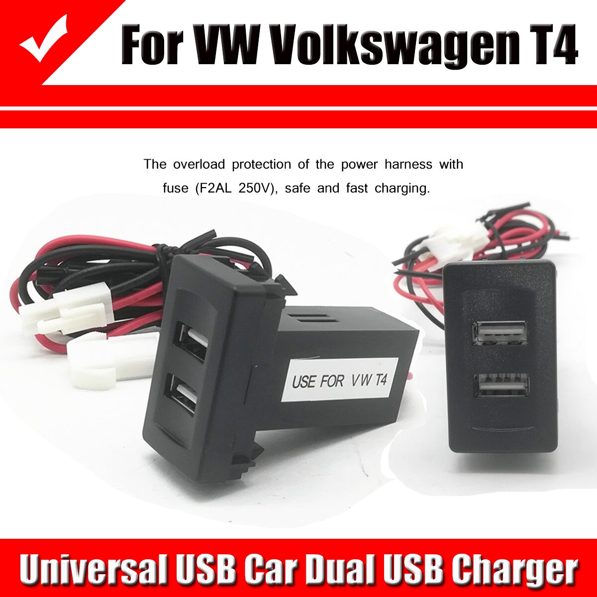 Universele Dual Usb Car Charger 12V ~ 24V Naar 5V/2.1A 2-Poort Voertuig Auto omvormer Converter Voor Vw Volkswagen T4 Modellen