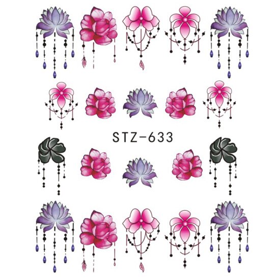 Full Beauty-autocollants pour les ongles, autocollants dégradé violet clair, fleur, Rose, pour filigrane, pour manucure, CHSTZ633-650: STZ633