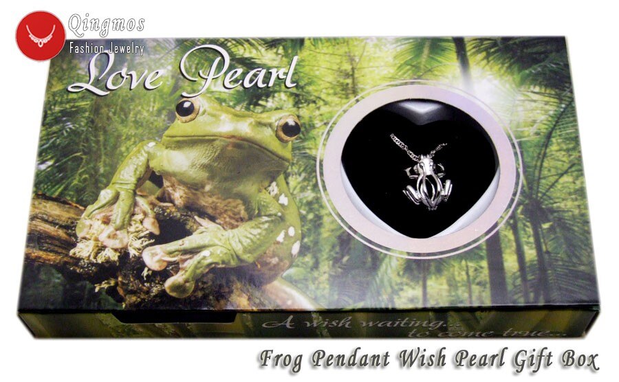 Qingmos życzenie Pearl 20*24mm wydra klatka Chokers naszyjnik dla kobiet i modny Oyster miłość perła wisiorek i naszyjnik Chain-who3658: Frog