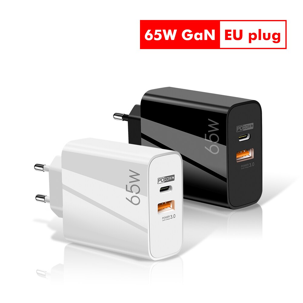 65W GaN Charger QC 3.0 PD 3.0 Quick Charge Fast Charging For iPhone 13 Pro Xiaomi Huawei Oppo Type C PD USB Mobile Phone Charger