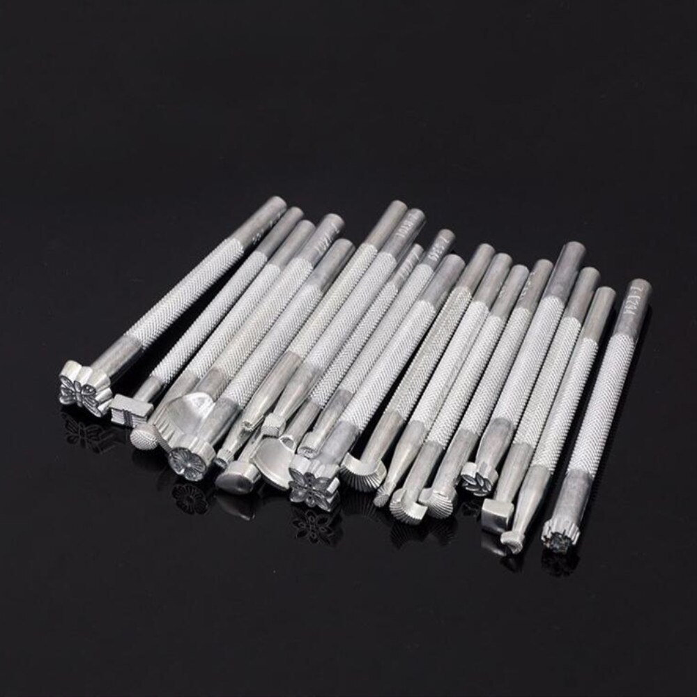 20 Pieces/Set Leather Working Saddle Making Tools Carving Leather Craft Stamps Alloy Leather Tools DIY