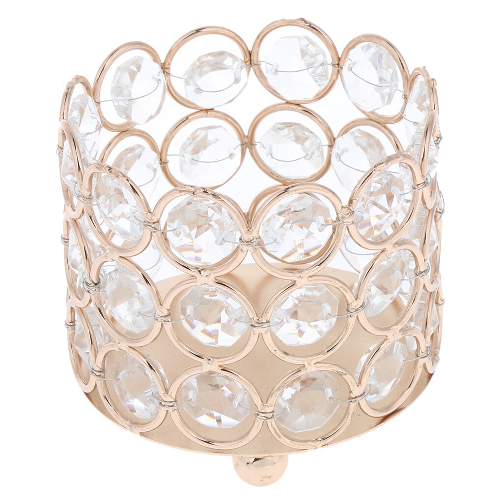 Portavelas votivo europeo, candelabro de cuentas de cristal plateadas/doradas, centros de mesa de boda, decoración para el hogar y la Oficina: Gold  7cm