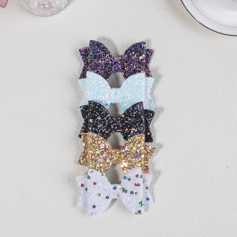 Lazos para el pelo de 5 piezas para niña, pinzas brillantes de 3 pulgadas, conjunto de accesorios para el cabello multicolor