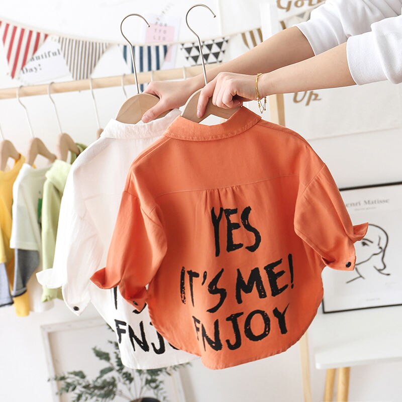Chemise à manches longues pour bébés garçons, en coton, avec lettres imprimées, vêtements pour enfants, printemps automne