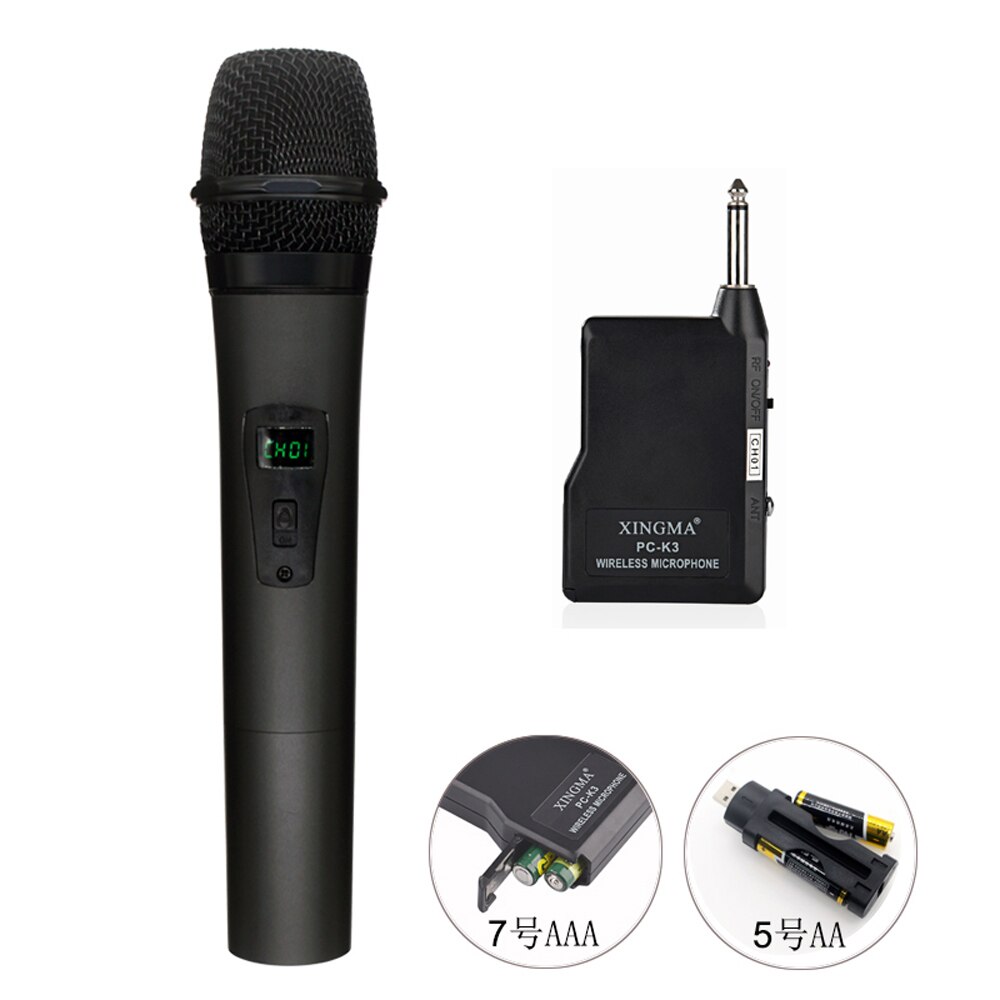 Rechargeable Wireless Microphone System Handheld LED Mic Speaker with Portable USB Receiver for KTV Speech Amplifier Recording