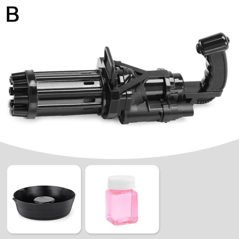 Bubble Gun Toys for Kids Automatic GaSummer Soap Water Bubble Machine 2-in-1 Bubble Machine For Children Toys: Black with water