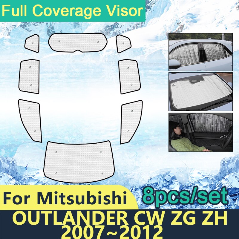 Full Cover Sunshades For Mitsubishi Outlander CW ZG ZH 2007 Car Sun Protection Windshields Side Window Visor Accessories