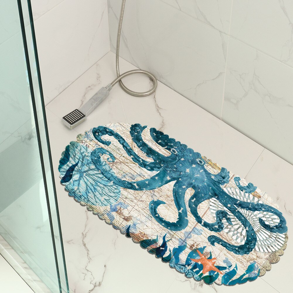 Turtle Underwater World Ocean Bath Mat PVC Anti Slip Douche Bathroom Mat Shower Pad Kitchen Carpets Home Decoration