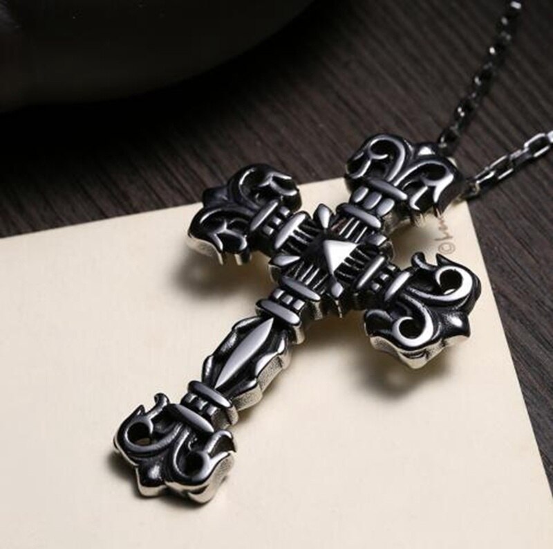 Color hombres colgante clásico Cruz oración Cristo Acero inoxidable hombres mujeres joyería