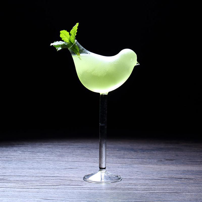 Vasos de cristal con forma de pájaro para cóctel, 2 uds., transparente