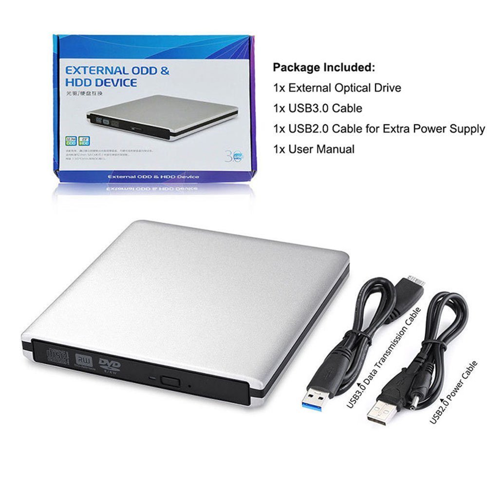 Voor Samsung Asus Dell HP Ultrabook USB 3.0 Externe DVD Speler 8X DVD-ROM Combo Reader 24X CD-R Brander Slim Optische drive Silver