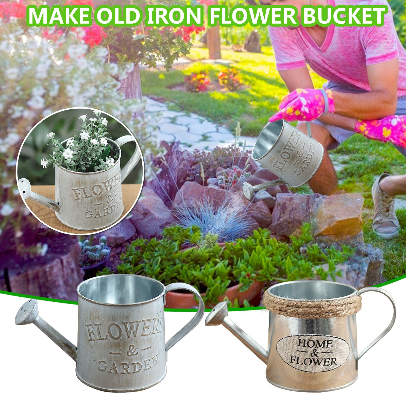 Water Cans Tin Shower Flower Bucket Toy Bucket Wild Flower Bucket Home Decoration