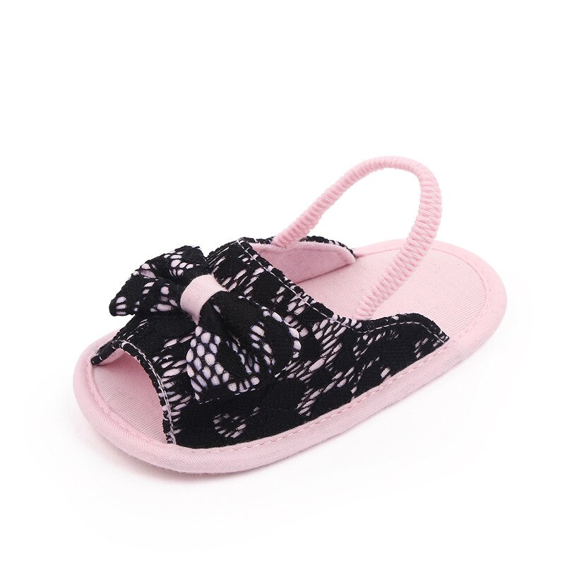 Brand Infant Baby Girl SandalsToddler Summer Shoes Newborn Bebes Sandales Soft Sole Footwear for 1 Year Cute Bow Sandalen: Black / 13-18 months