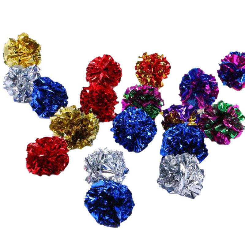 6/12/24Pcs Cat Toy Mylar Balls Colorful Ring Paper Shiny Crinkly Balls Sound Toys for Cat Kitten Interactive Ring Paper Ball