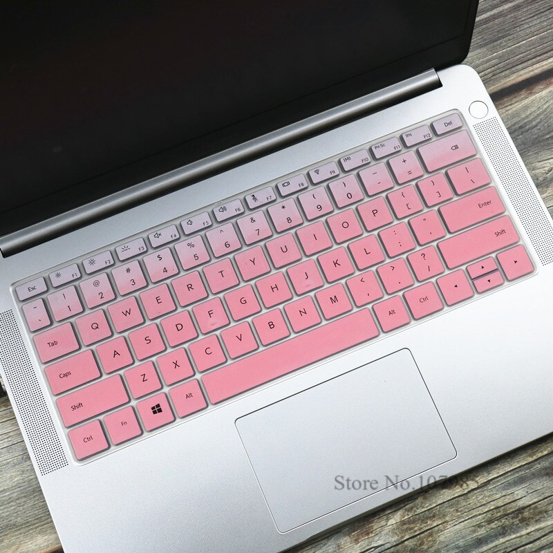 Vaskbart silikone laptop tastatur cover beskytter skin til huawei matebook  d 14 tommer (amd) notebook  d14 w50f w00d 14.0 & #39 ;& #39 ;: Gradvis lyserød