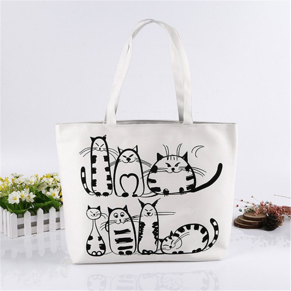 Sac à bandoulière chat dessin animé mignon Kawaii, tutoriel pour étudiants, sac à main en toile de grande capacité, sacs d'école pour filles, papeterie