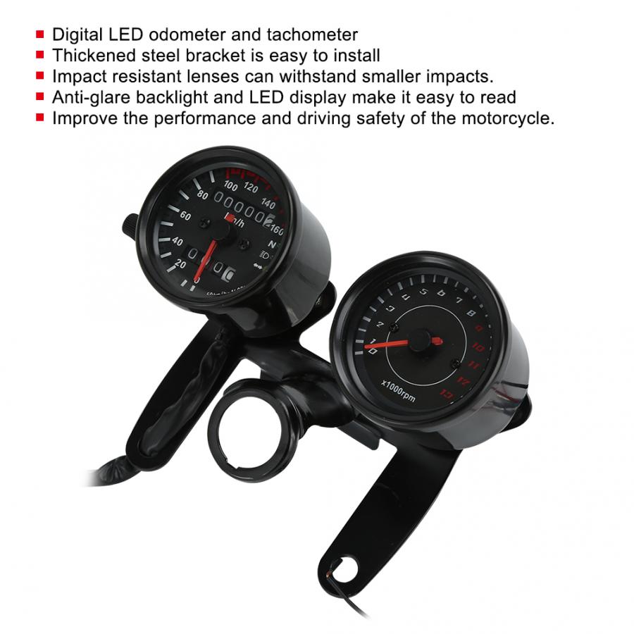 Universal Motorcycle Odometer Speedometer Retro Modified Instrument Accessory LED Speedometer Arrivals