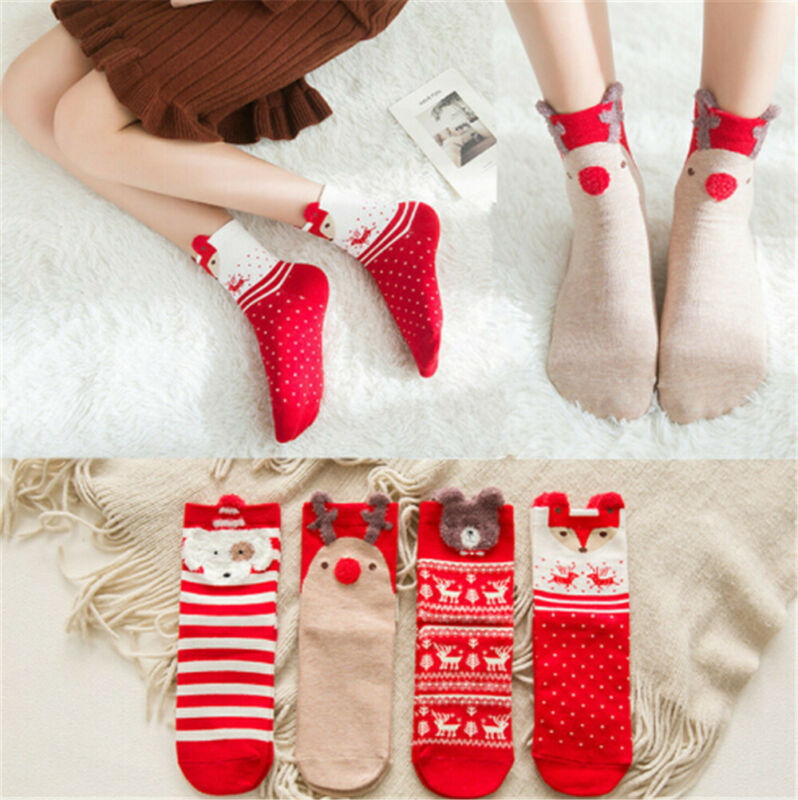 Chaussettes de noël, 1 paire, pour enfants, filles et garçons, chaussettes de noël, automne, éponge rayée, flocon de neige, élan, ours noël