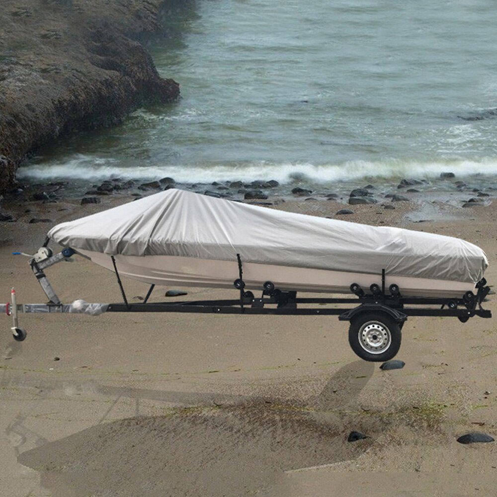 11-22ft Trailerable 210D Boat Cover Waterproof Fish-Ski V-Hull Sunproof UV Protector Speedboat Boat Mooring Cover