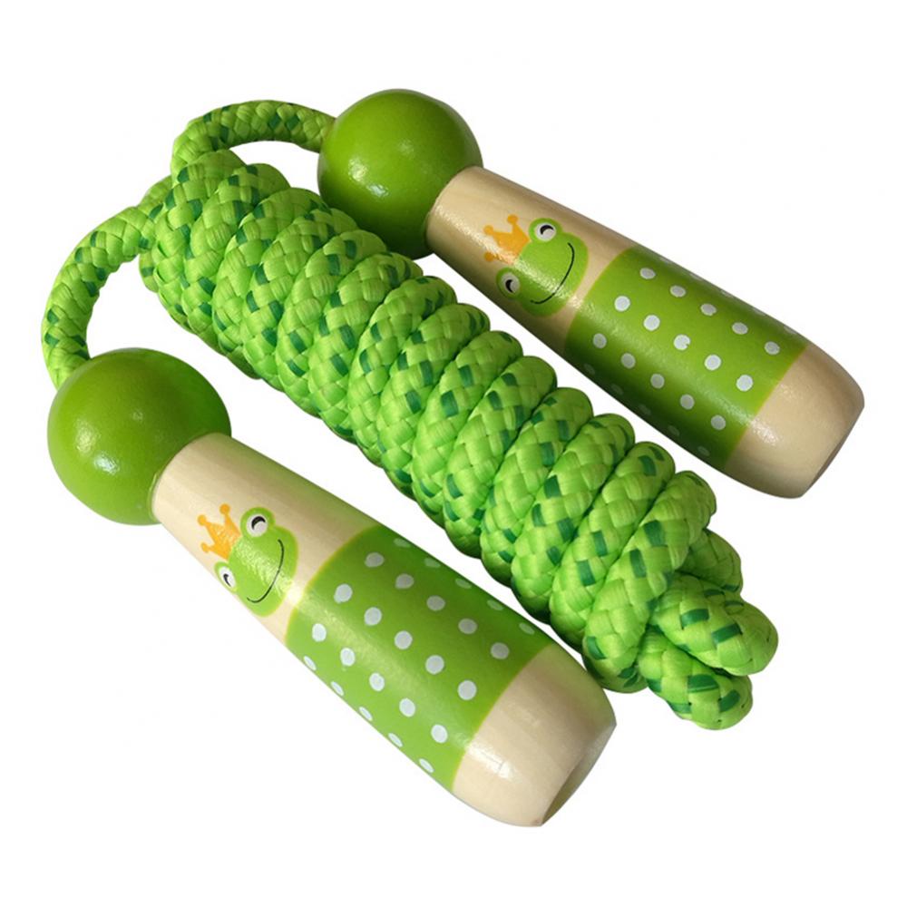 Rope fitness fitness equipment sport bodybuilding children jumping cartoon wooden handle skipping wire accessories: Green