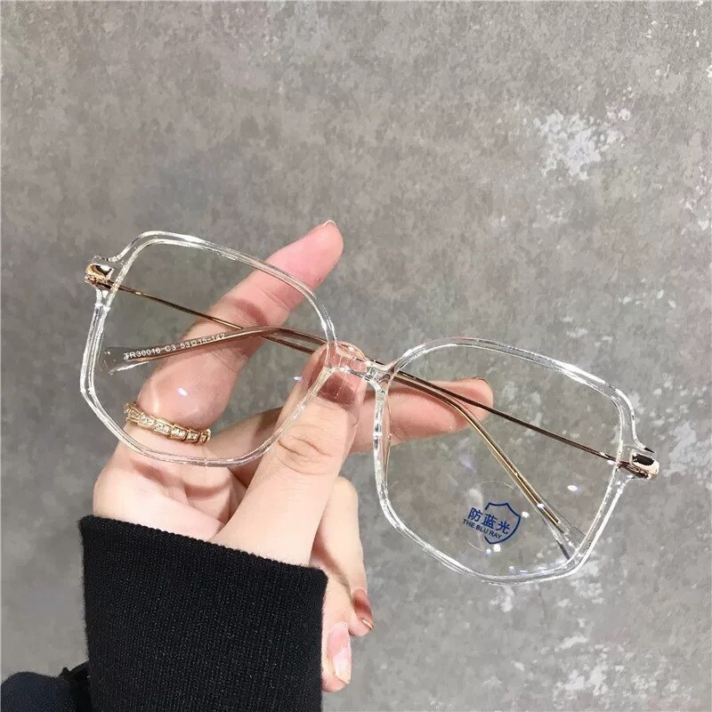 Anti Blue Light Anti Blocking Filter Glasses Women Mens Computer Goggles Retro Metal Transparent UV400 Eyewear: clear