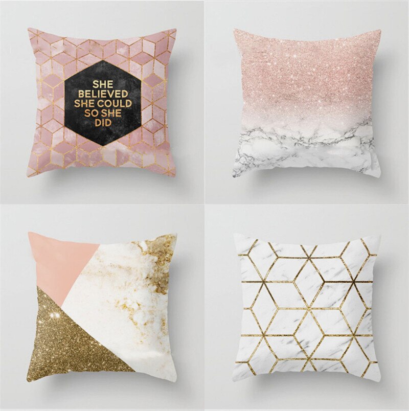 Or brillant imprimé Polyester jeter taie d'oreiller couverture canapé housse de coussin décor à la maison