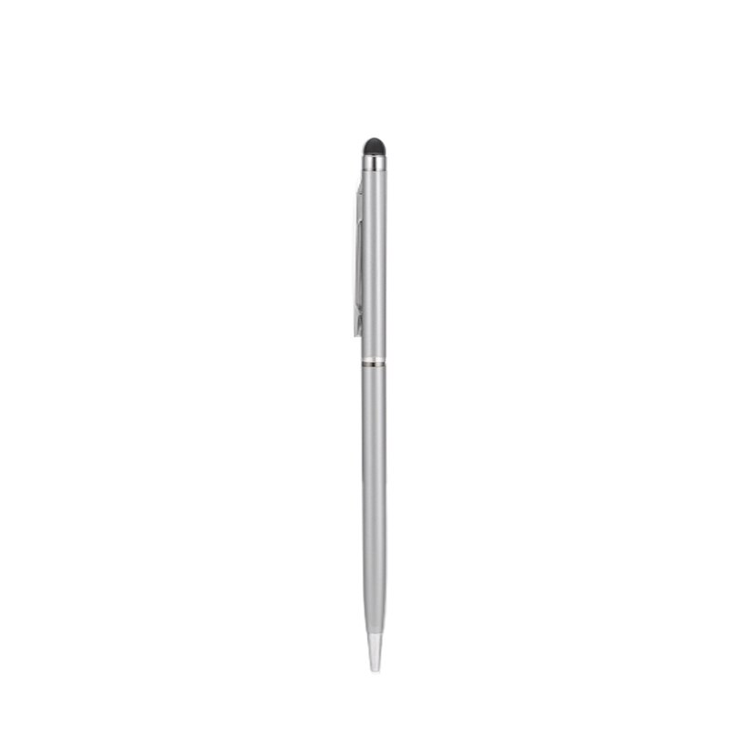 2Stck 2in1 Edelstahl Kapazitiven Touchscreen Stift für Iphone Samsung Huawei Xiaomi Ipad Tablette Telefon Malerei Schreiben Stift: Silber