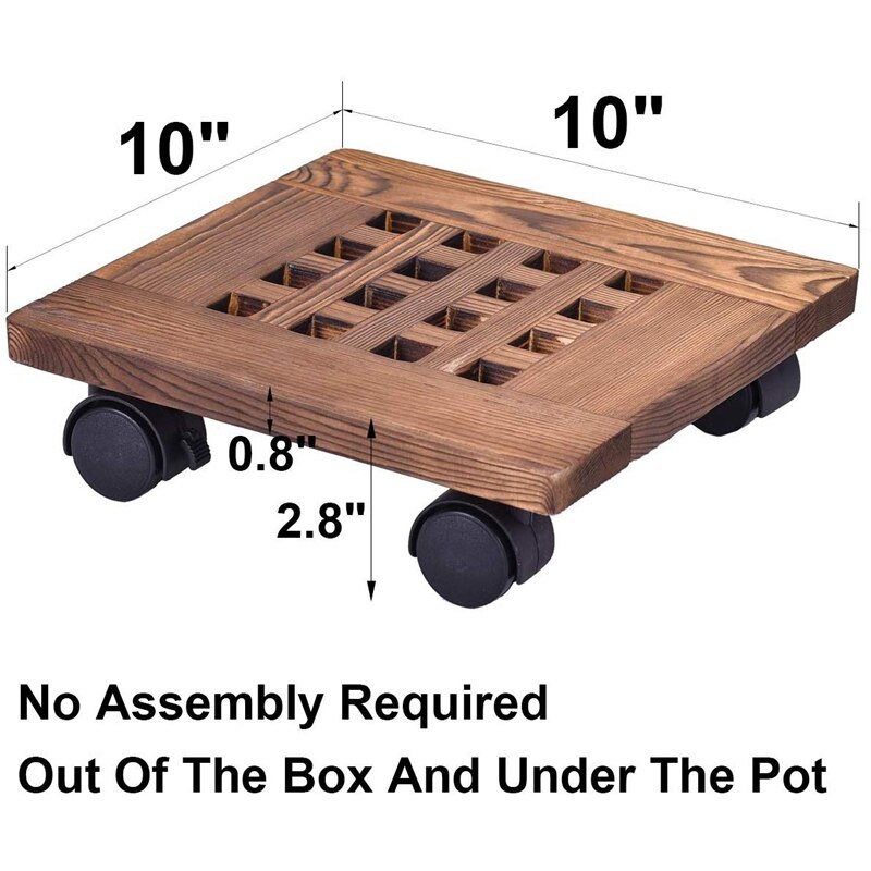 Dualoai Support De Transport Carré Pour Plantes En Pot Avec 4 Roulettes - 18x18cm Métal Robuste