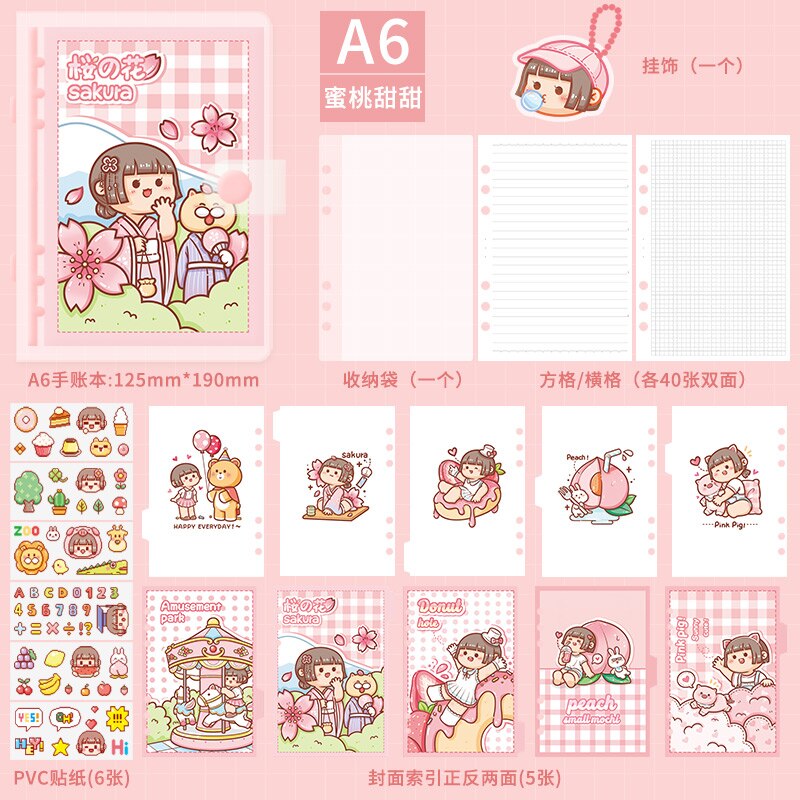 Spiral Notebook-Lined Journal with Hardcover,PVC Cover with Waterproof, A5A6 Notebook with Premium Paper,Exquisite Inner Pocket: Peach