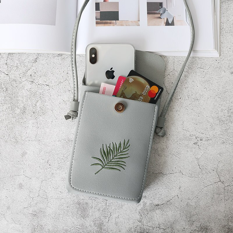 Cute Mini Crossbody Bags for Women Embroidery Leather Girls Shoulder Bag Women Bag Portable Phone Bag