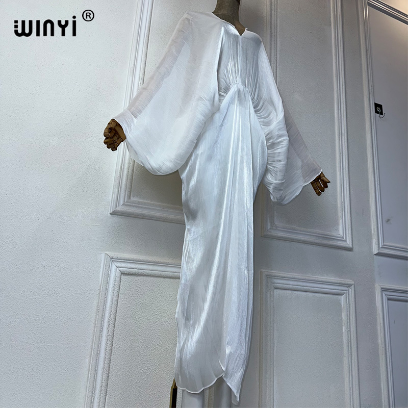 WINYI summer Pearlescent sexy perspective dress maxi beach dress Female Vestidos Party Evening Dress