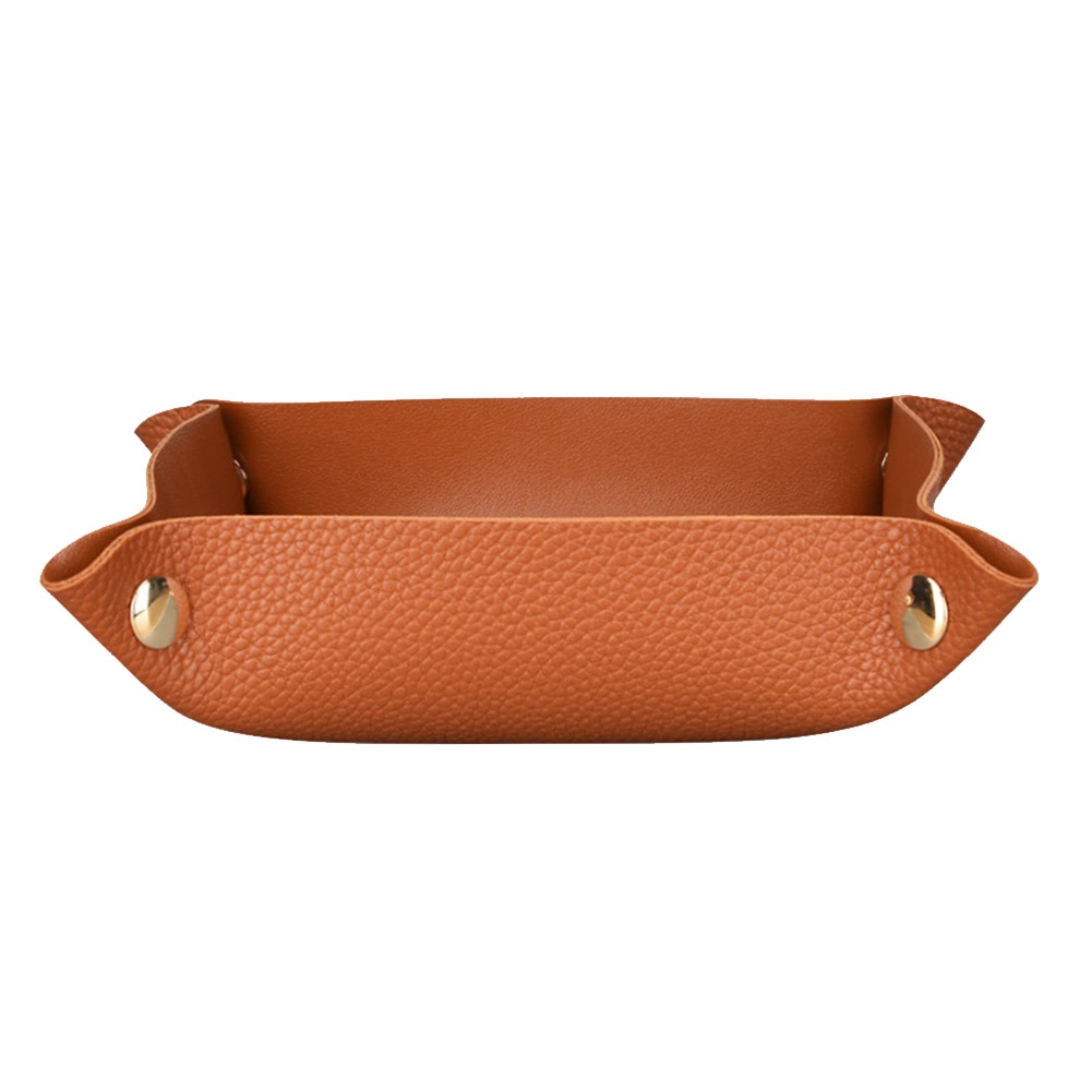 Key Coin Living Room PU Leather Storage Tray Entryway Portable Desktop Organizer With Snaps Bedside Easy Clean Jewelry Display