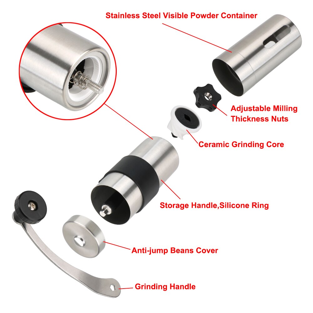 Kitchen Tool Household Useful Tool Coffee Grinder Stainless Steel Hand Manual Handmade Coffee Bean Burr Grinders Mill