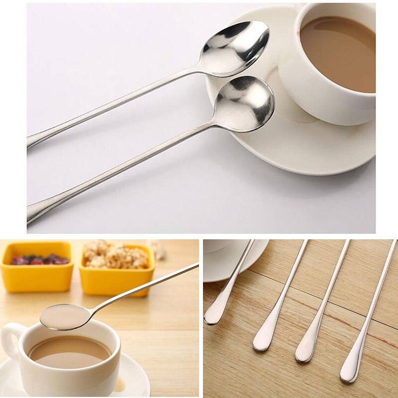 Cucchiaino da caffè a manico lungo cucchiaino da dolce in acciaio inossidabile cucchiaino da tè per accessori da cucina per posate da picnic tutto'aperto per la casa