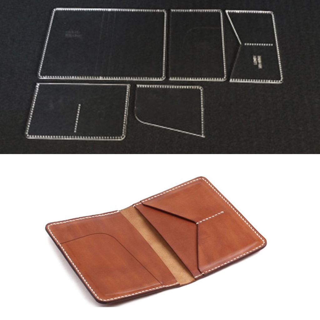 5 Pieces Leather Craft Card Holder Card Protector Pattern Transparent Acrylic Template Stencils