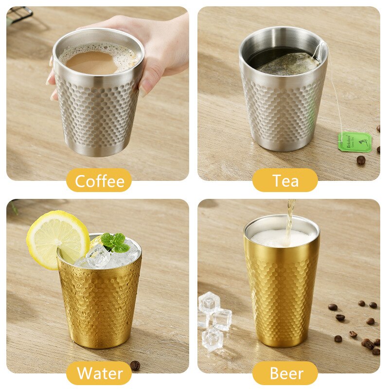 Stackable Stainless Steel Beer Cups Unbreakable Drinkware Bar Mug Double Layer Mugs Coffee Tea Cup