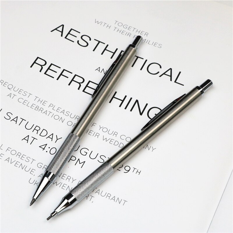 Stainless steel mechanical pencil 2.0 1.3 0.9 0.7 0.5 Black School student writing art painting pen
