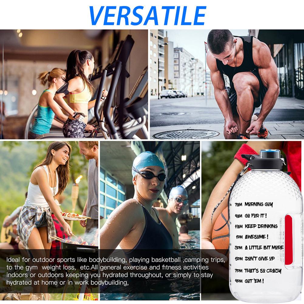 1 galon butelka wody przezroczysty z tworzywa sztucznego butelki robić picia duża siłownia dzbanek kubek BPA darmowa siłownia dzbanek sportowy z przypomnieniem czasu robić picia wody