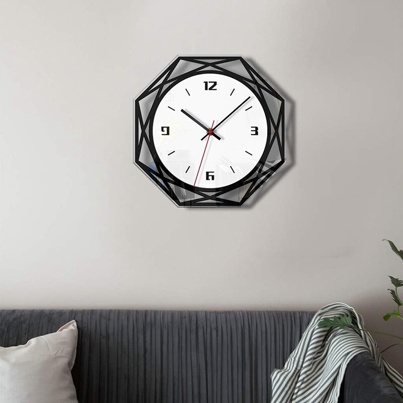 Wooden Wall Clock- Black and White Transparent Acrylic Wall Clock- Perfect To Decorate Living Room, Bedroom, Office, Ca