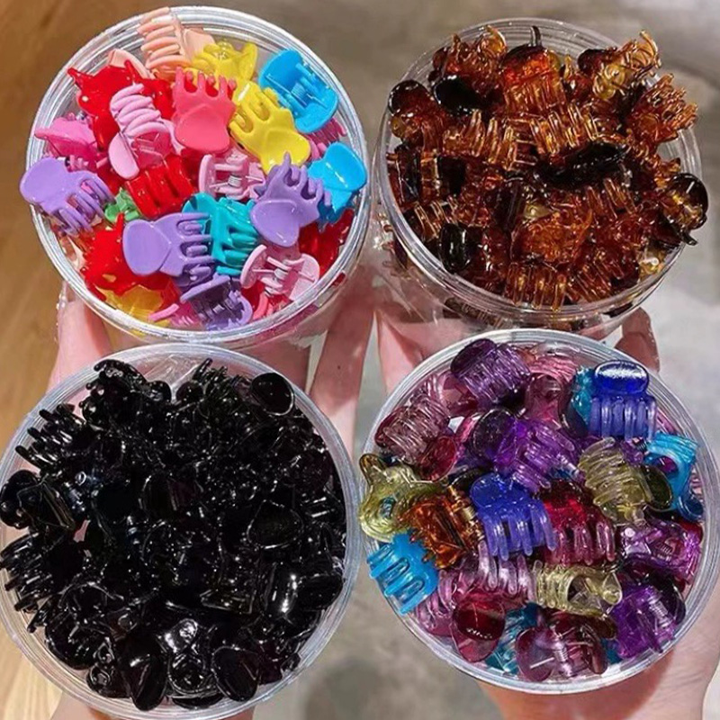 Pinzas en forma de garra para el pelo pequeñas de 1,5 cm para mujeres y niñas, Mini Clips coreanos de plástico transparente negro, horquilla, accesorios para peinados para niños