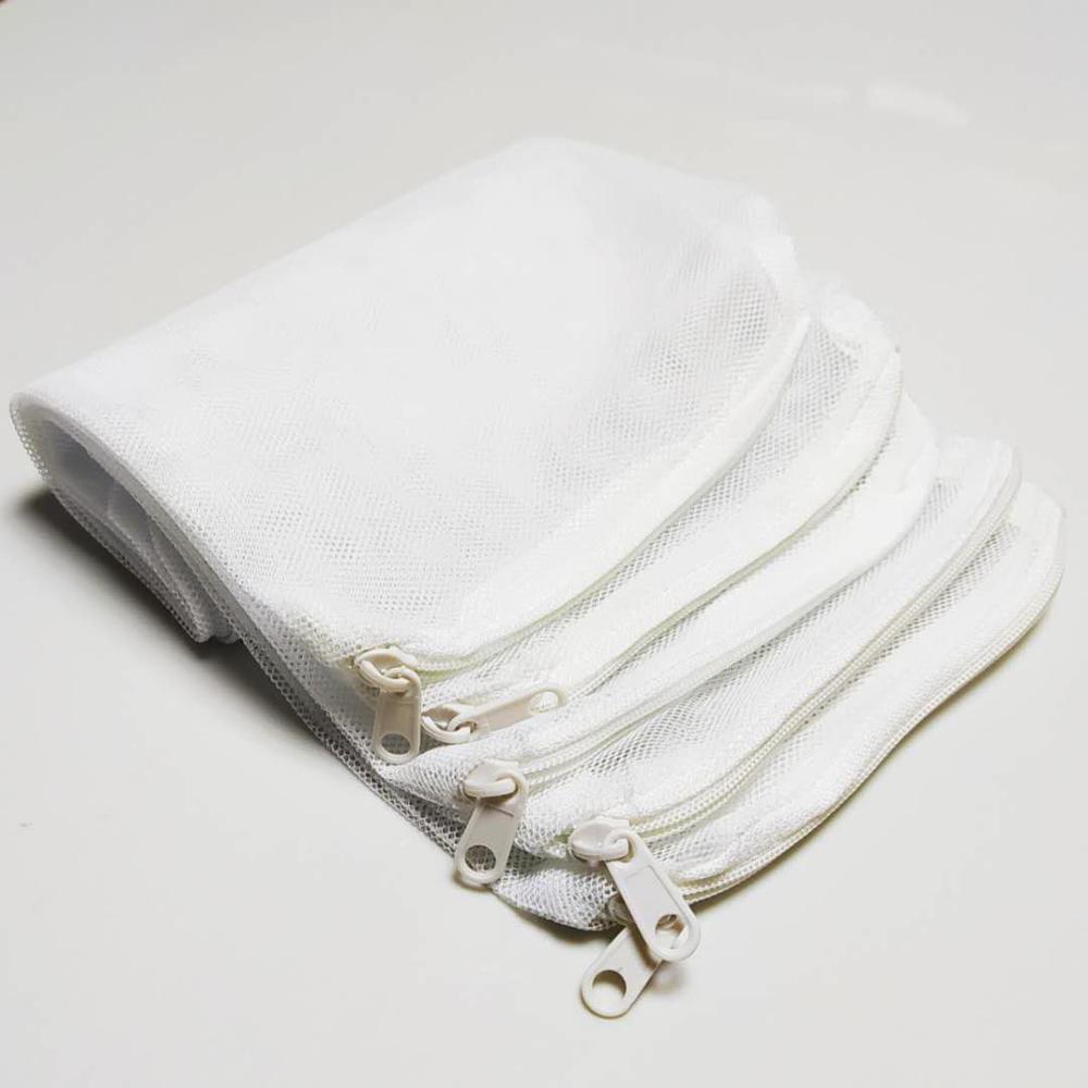5 PCS Polyester Filter Mesh Net Bag Aquarium Fish Tank Pond Media Zip Zipper White