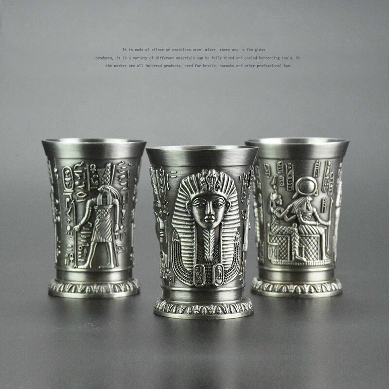 Copa de cobre del antiguo Egipto, tiro con arco, relieve 3D, Cleopatra, Rameses, Rah, licor plateado, copa de vino, vaso de pinta de whisky